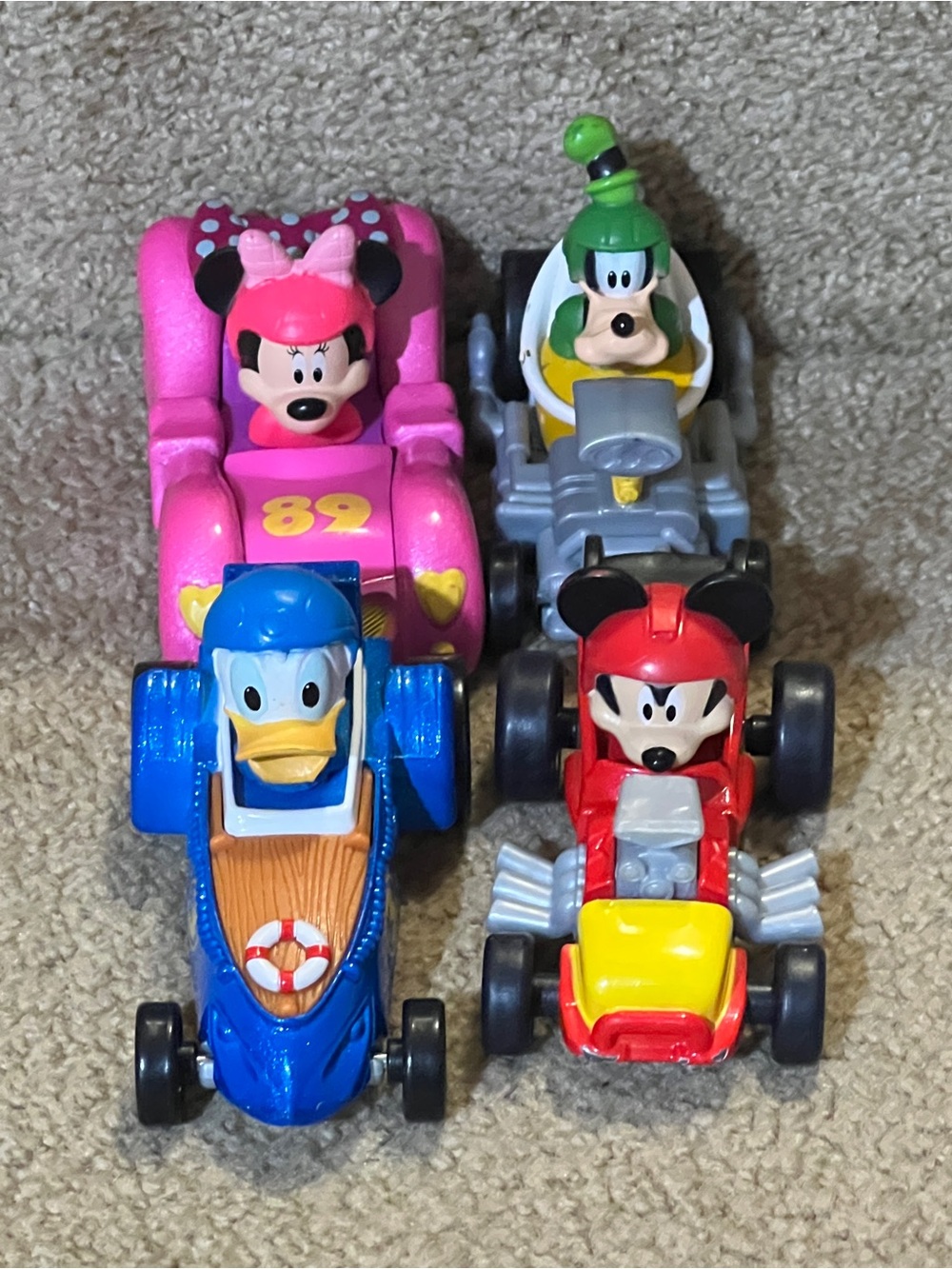 Disney Mini Character Racer Cars - Pink, Blue, Red, Gray
